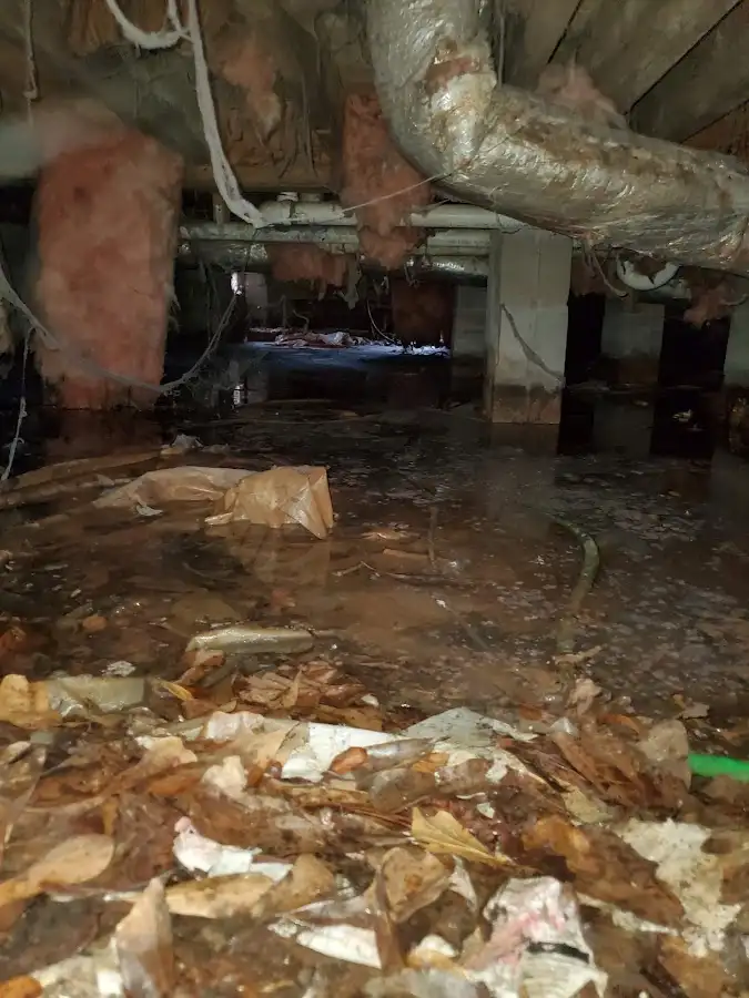 Crawl space flood assessment for Commercial Water Damage Restoration in West Fargo